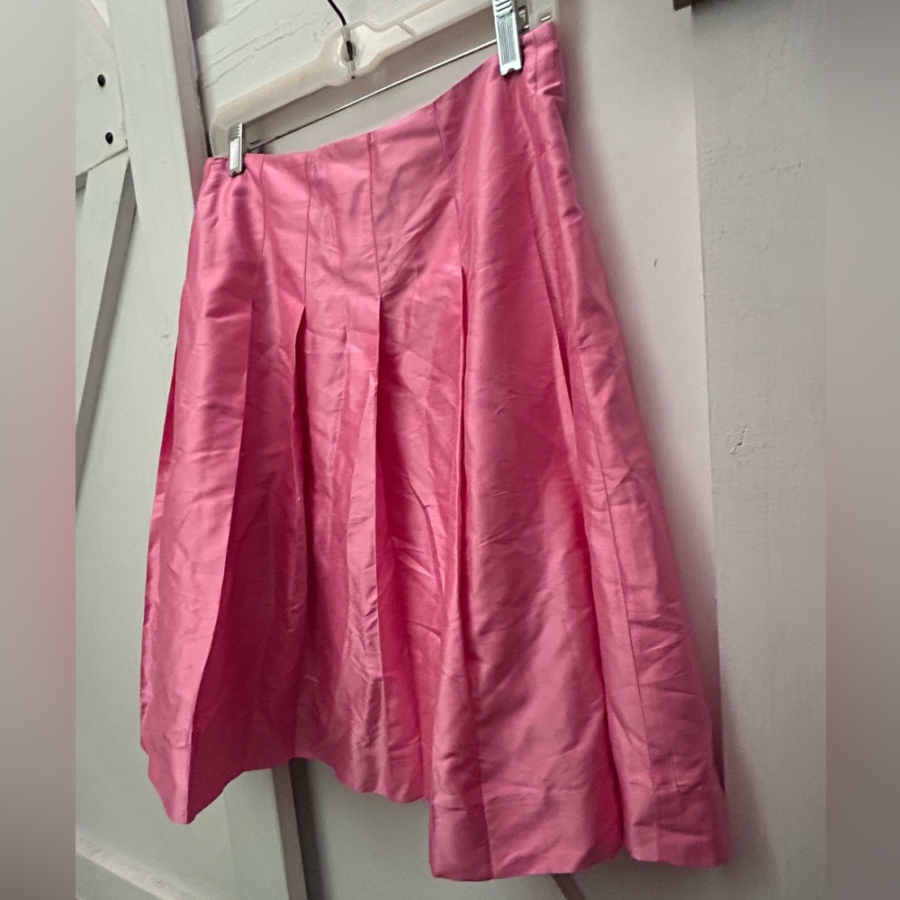 Banana Republic Pink Silk Midi A-Line Pleated Skirt- size 2